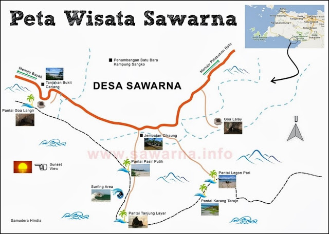 Peta Tempat Wisata Sawarna Banten Peta Tempat Wisata Sawarna Banten